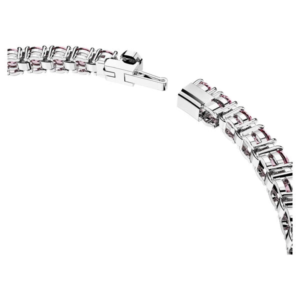 Matrix: Pink Round Cut Silver Tennis Bracelet