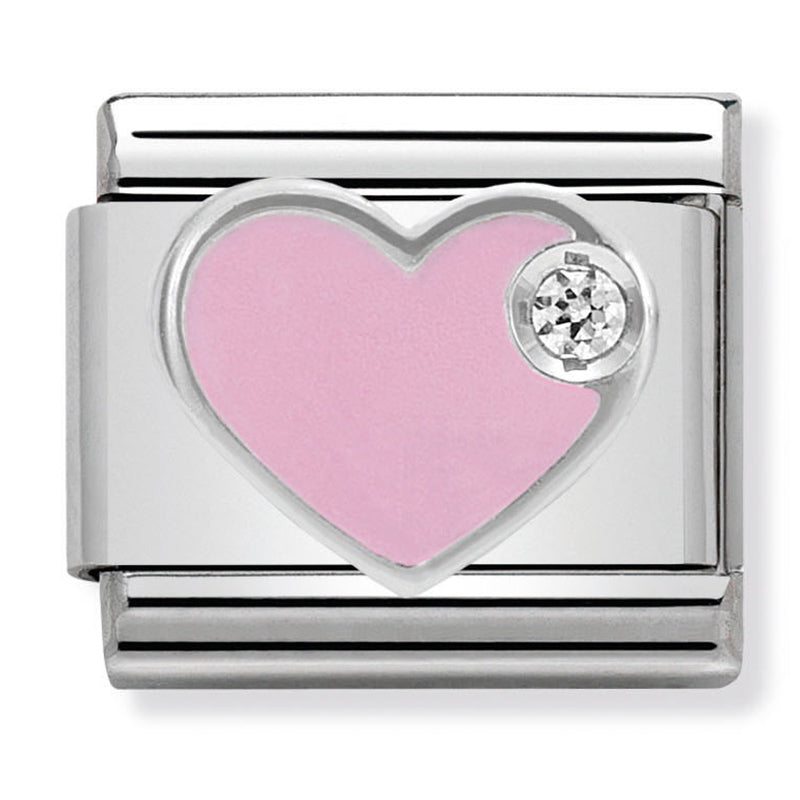 Love - Pink Heart with CZ Silver Charm