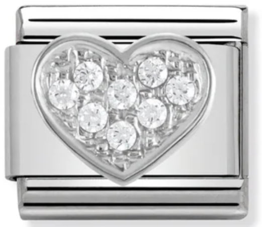 Symbols - Heart with CZ Silver Charm