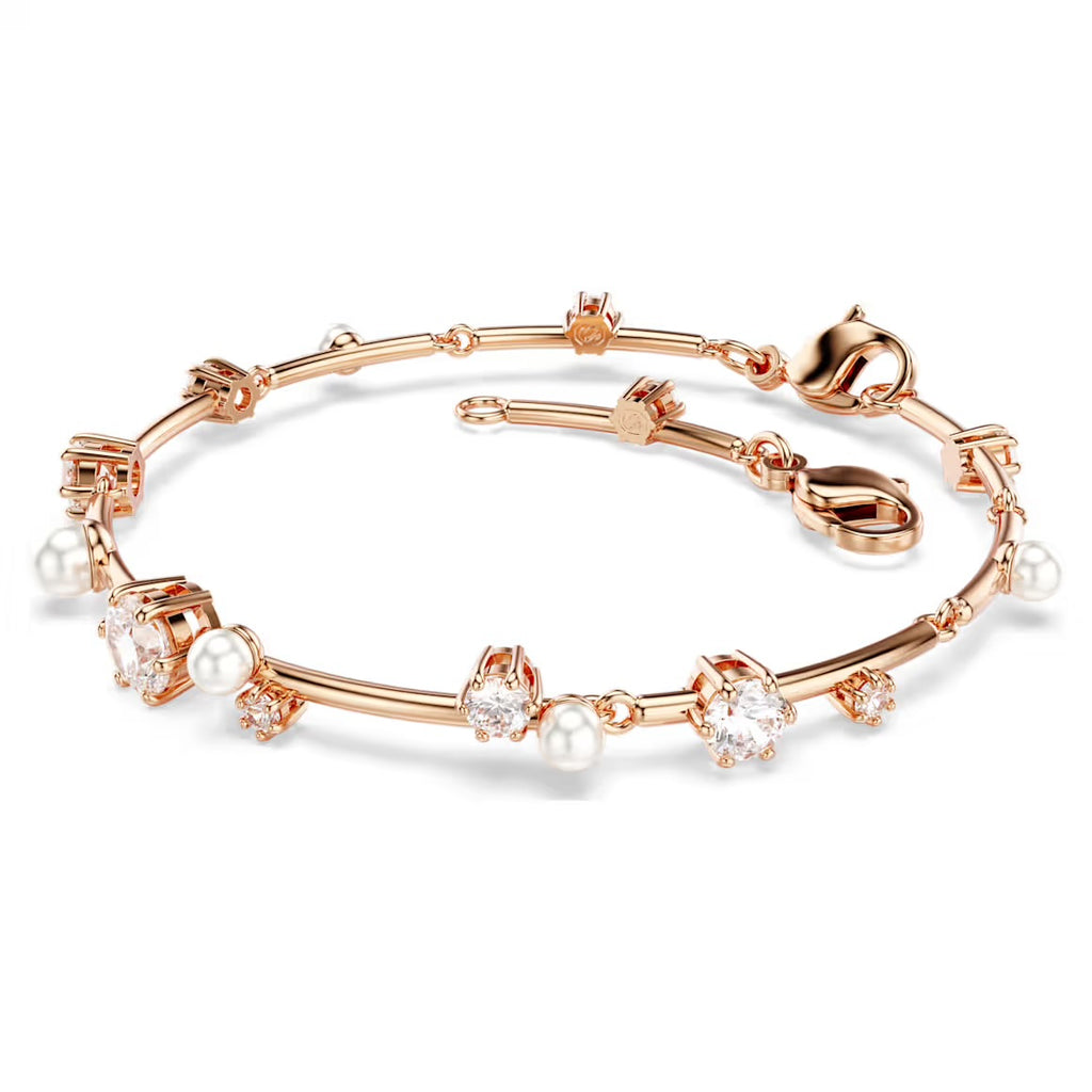 Constella: Pearl & White Round Cuts Rosegold Bracelet