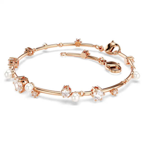 Constella: Pearl & White Round Cuts Rosegold Bracelet