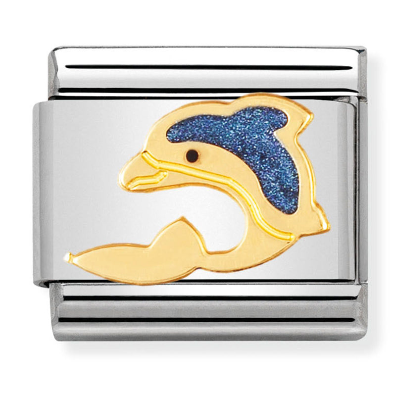 Animals - Blue Dolphin Gold Charm
