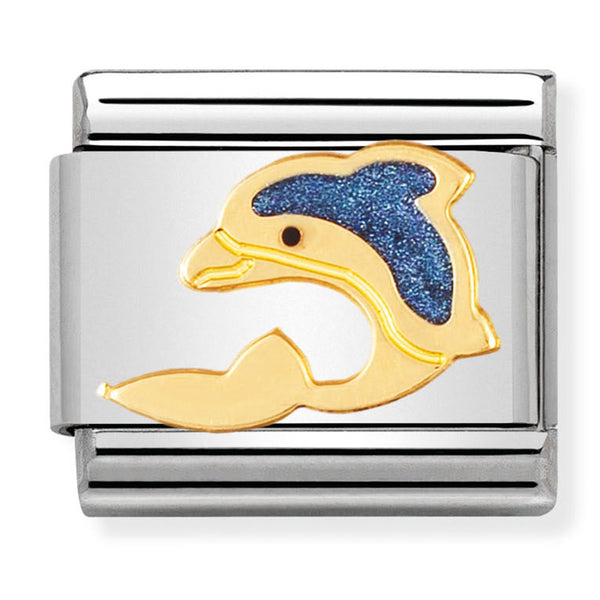Animals - Blue Dolphin Gold Charm