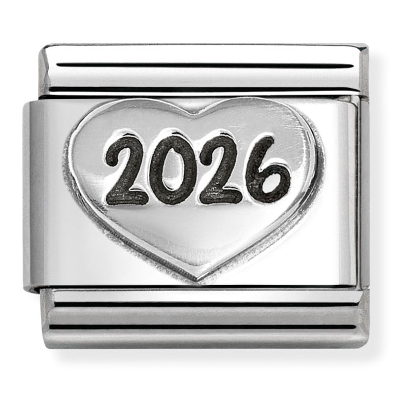 Celebrate - 2026 Heart Oxidised Silver Charm