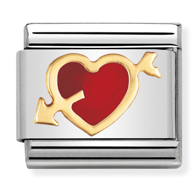 Love - Red Heart with Arrow Gold Charm