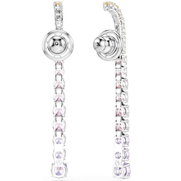 Matrix: Mulitcoloured Gradient Round Cuts Crystal Silver Drop Earrings