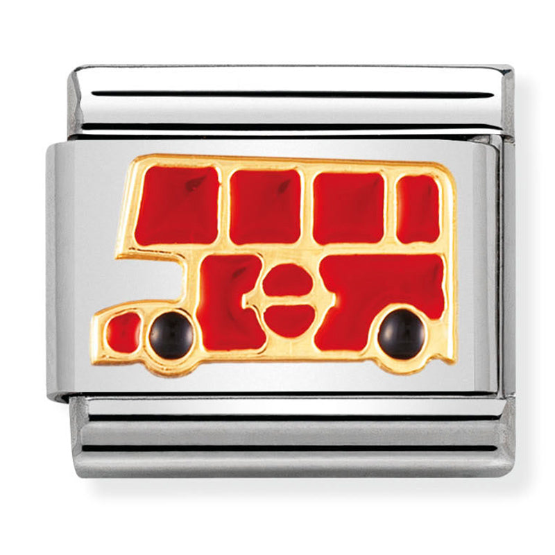Transport - Red London Double Decker Bus Gold Charm