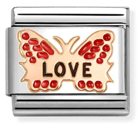 Symbols -Red Love Butterfly Rosegold Charm