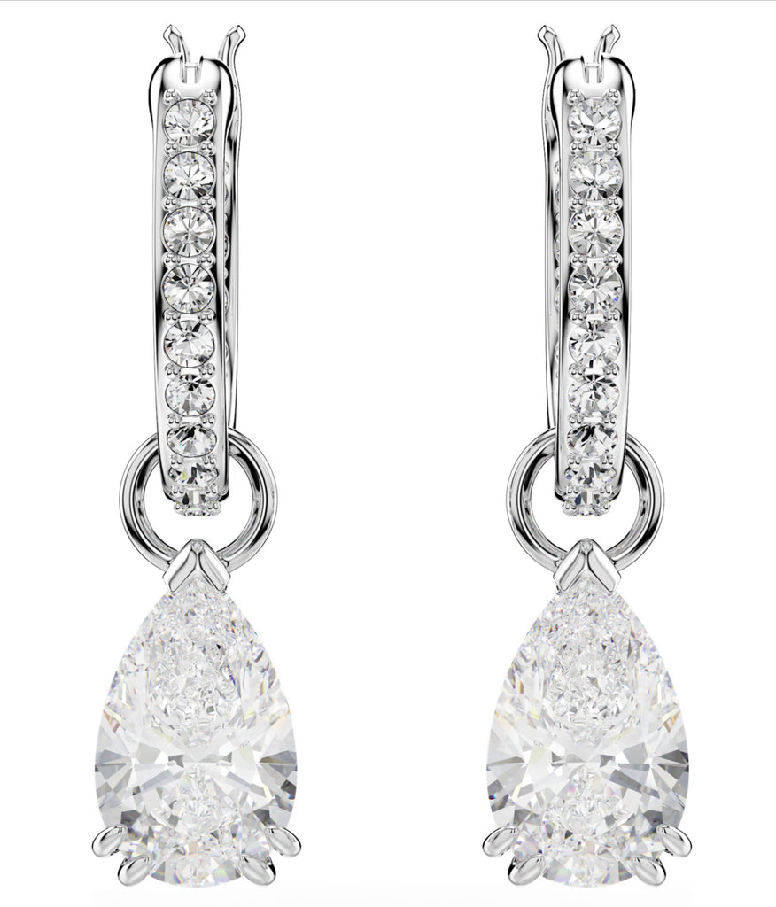 Stilla: White Pear Cut/Round Cut Silver Drop Earrings