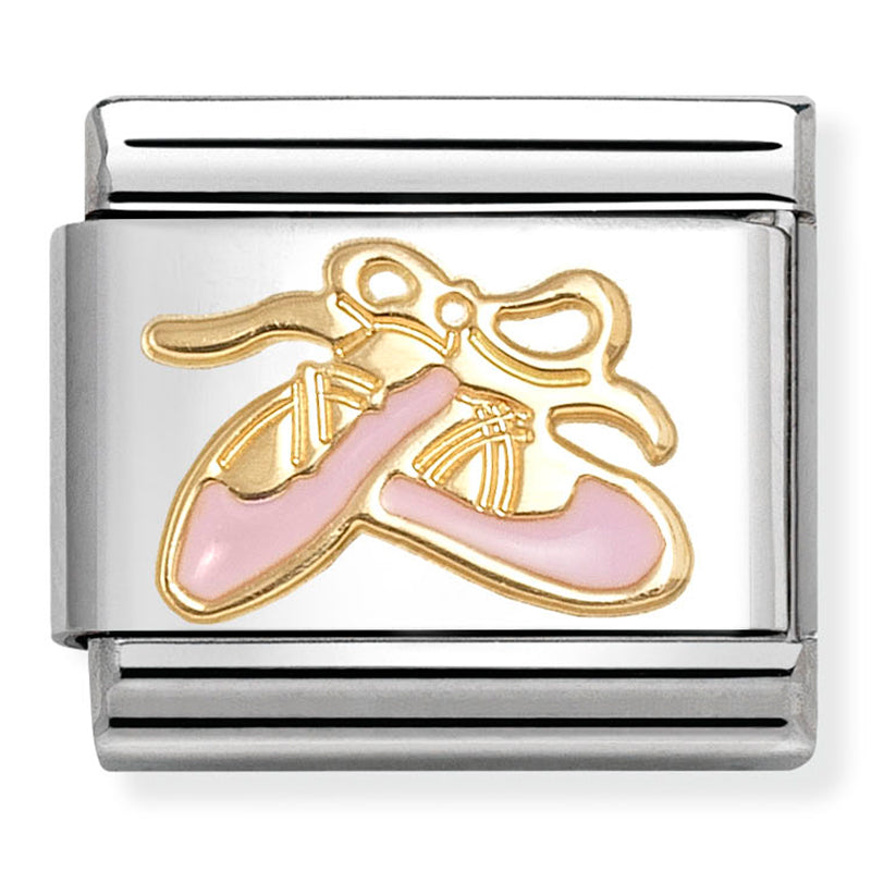 Hobbies - Pink Ballet Shoes Gold Charm