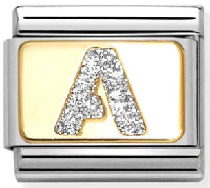 Glitter Letter A Gold Charm