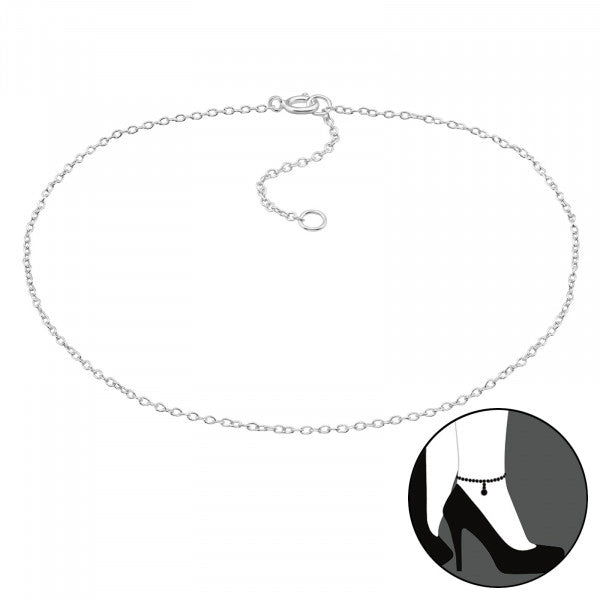 Cable Chain Silver Anklet