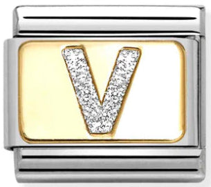 Glitter Gold - Letter V Charm