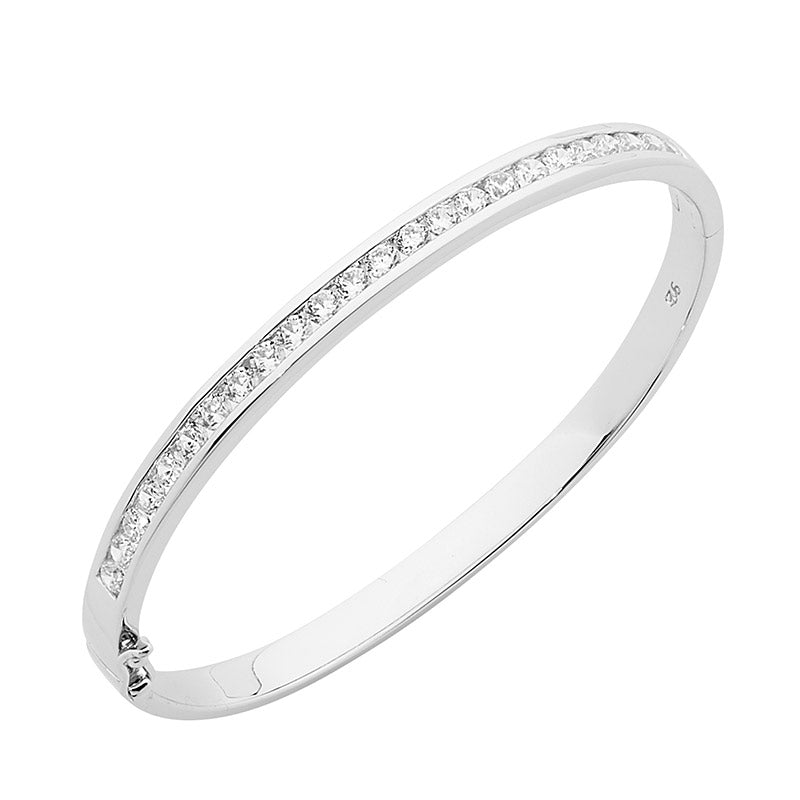 Stainless Steel Hinged Channel Set Bangle
