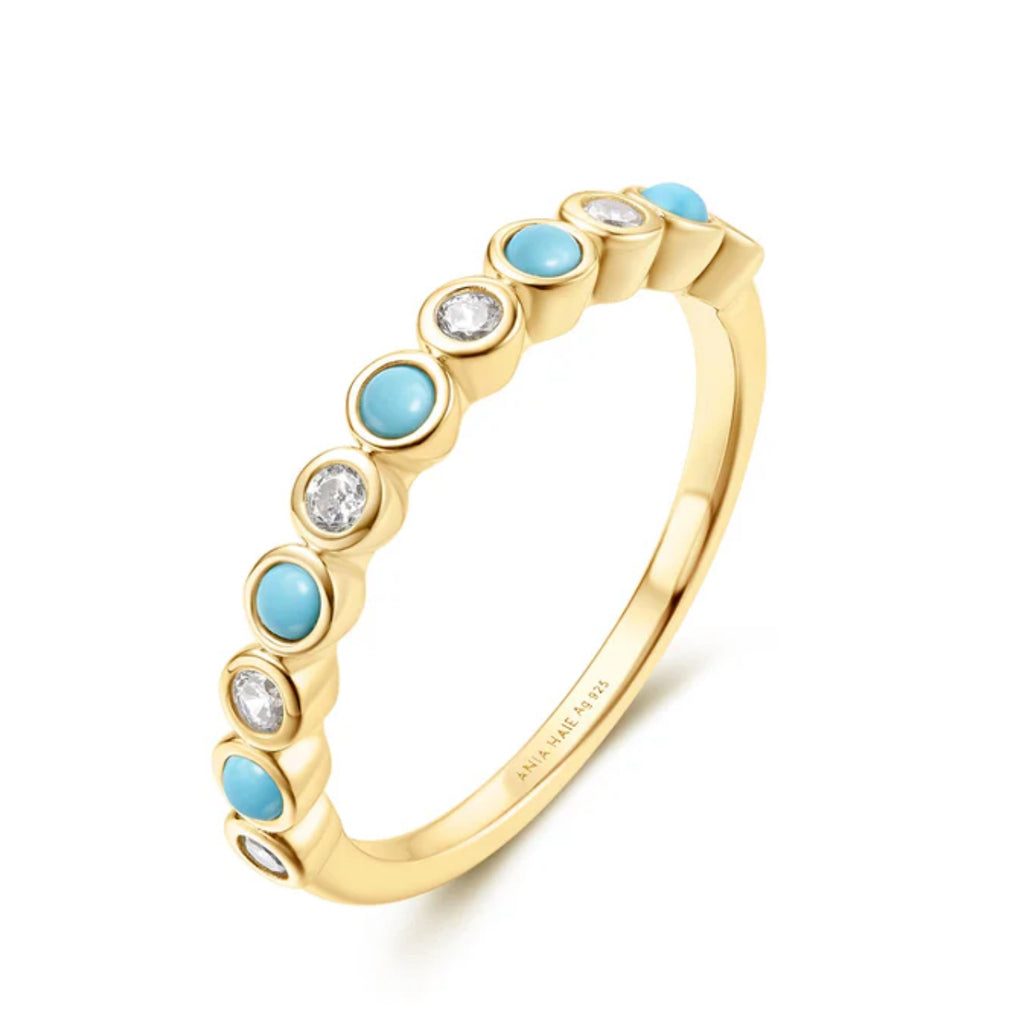 Chill Voyager: Lab Created Turquoise Bezel Gold Ring