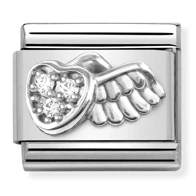 Symbols - Winged Heart with CZ Silver Charm
