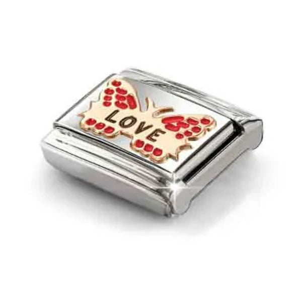 Symbols -Red Love Butterfly Rosegold Charm