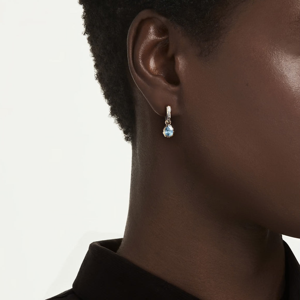 Chroma: Blue Pear Cut Crystal Gold Drop Earrings