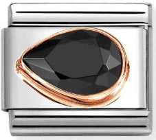 Gemstones - Black CZ Faceted Left Drop Rosegold Charm