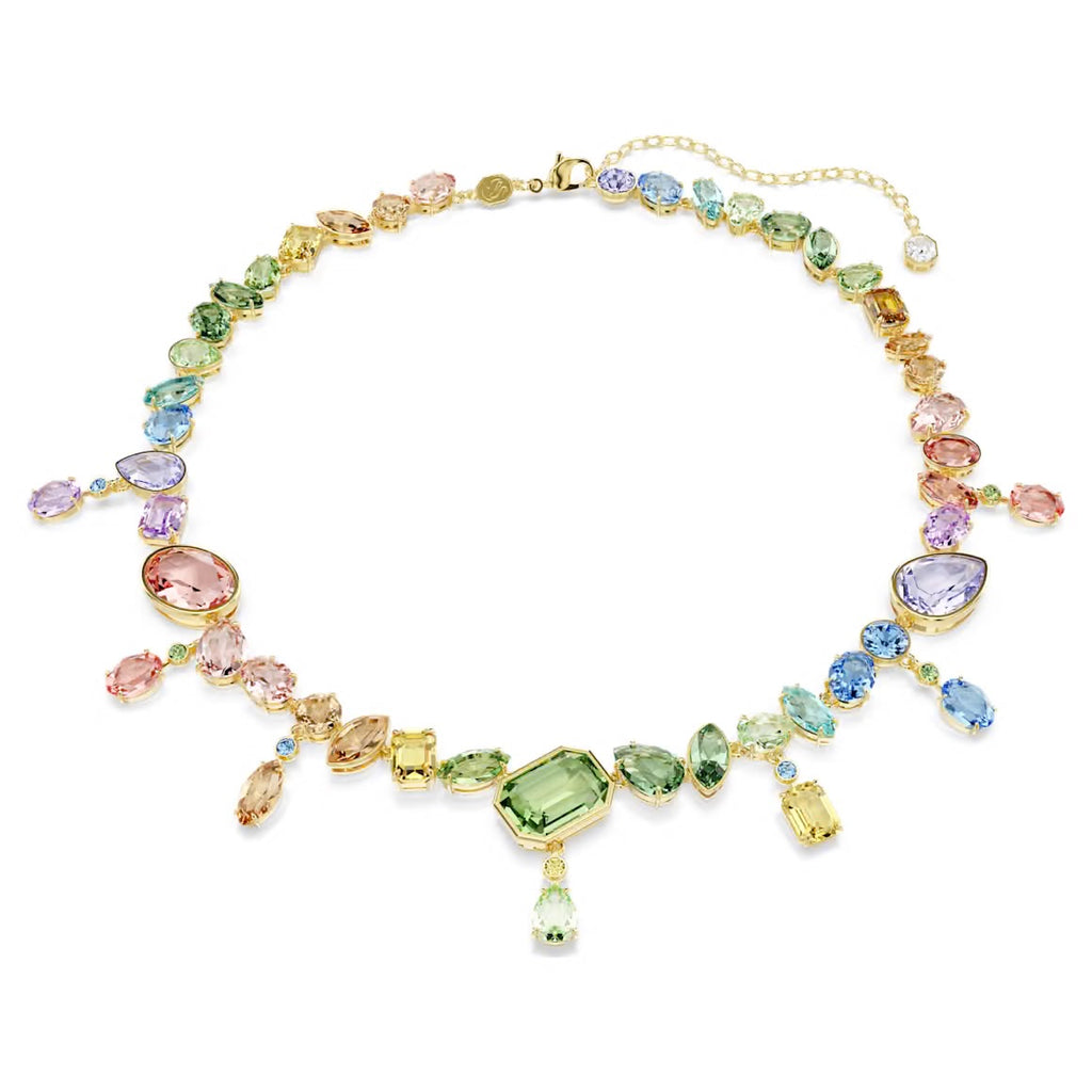 Gema: Multicoloured Mixed Cuts Dangling Crystals Gold Necklace