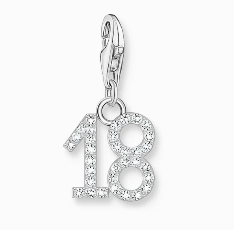 Number 18 with CZ Silver Charm