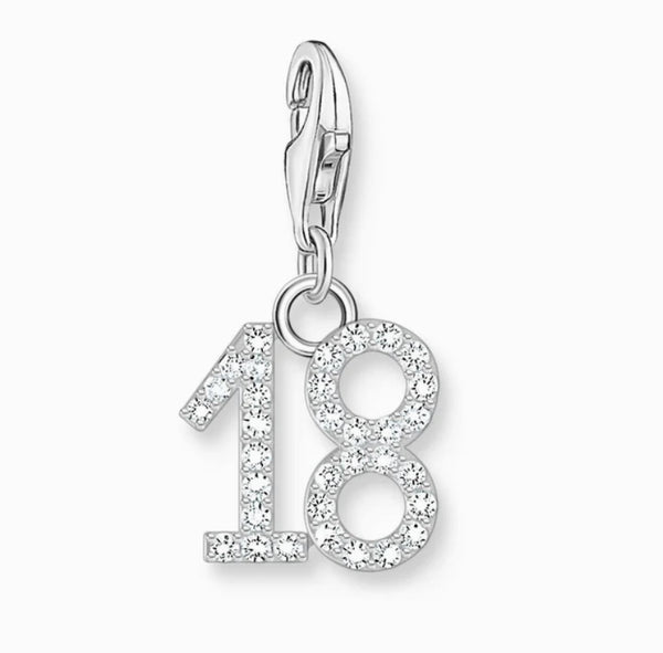 Number 18 with CZ Silver Charm