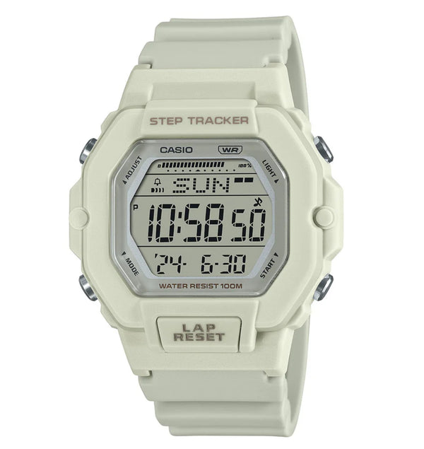 Casio Digital Step Tracker, OffWhite Resin Band Watch