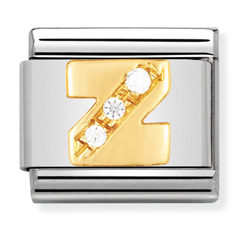 Gold - Letter Z with CZ Charm