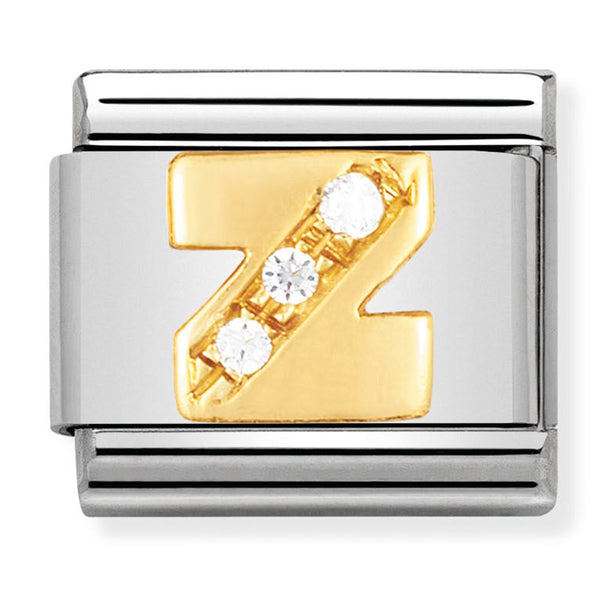 Gold - Letter Z with CZ Charm