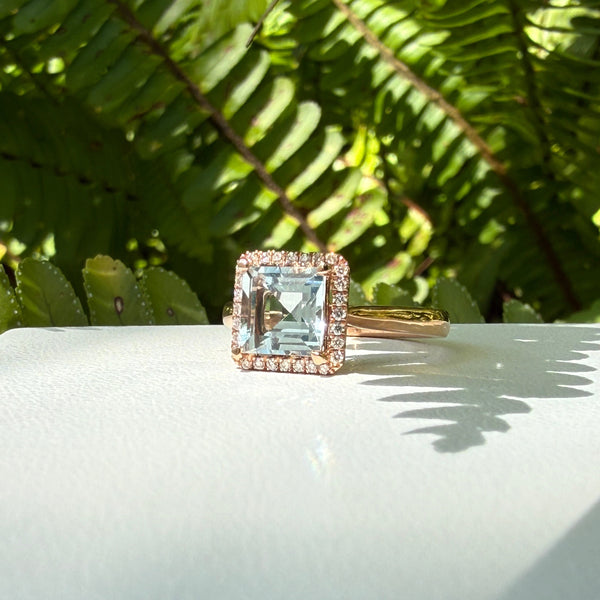 Kristie 14ct Rose Gold Aqua Marine Ring
