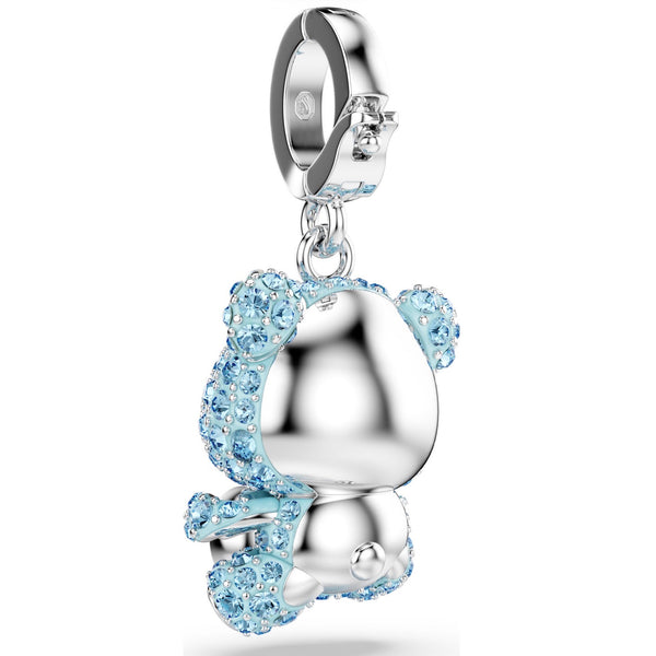 Idyllia: Blue Mixed Cut Crystal Teddy Bear Silver Charm