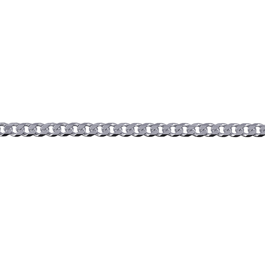 S/S Bevelled Curb Diamond Cut Bracelet