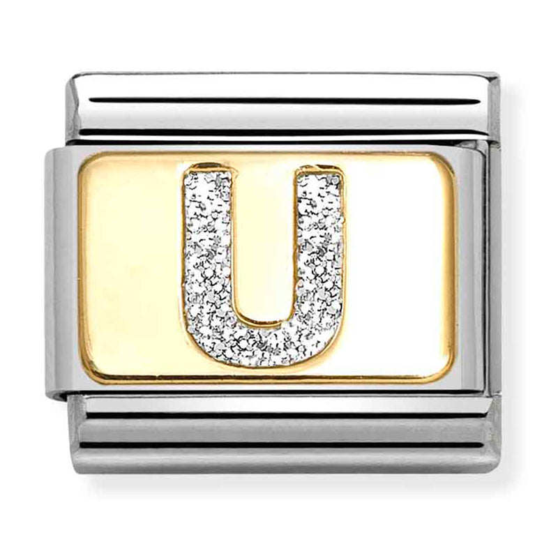 Glitter Gold - Letter U Charm