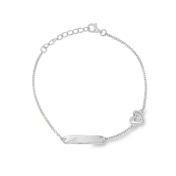 My Little Angel: Jazz CZ Heart Charm Bracelet with ID Silver