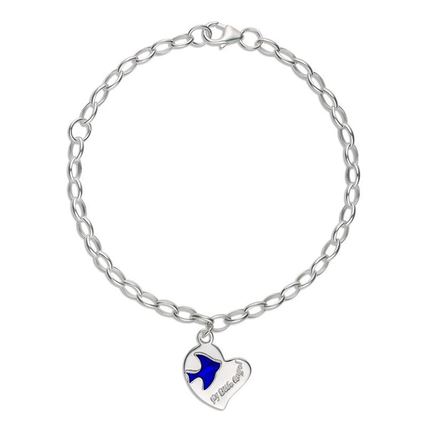 My Little Angel : Bowie MLA Bluebird Heart Charm Silver Belcher Bracelet