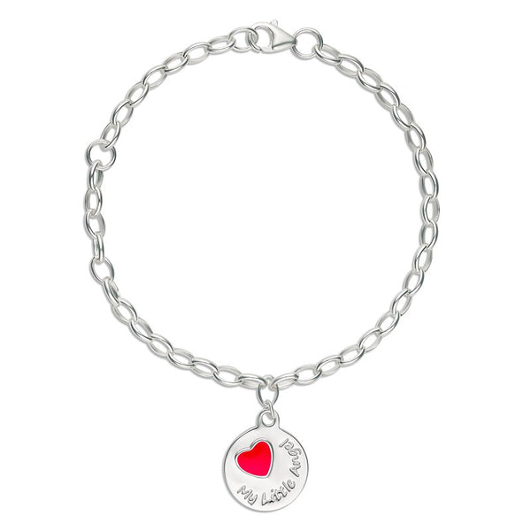 My Little Angel:  Bowie Belcher Bracelet with MLA Pink Heart Charm Silver