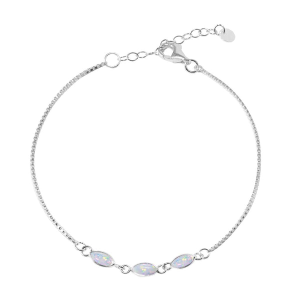 3x Piece Oval Opalite Silver Bracelet