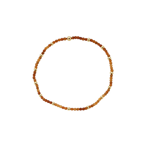 Elastic Bracelet - Orange Garnet Beaded