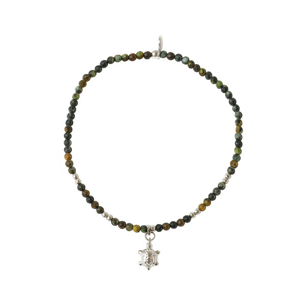 Elastic Bracelet - Turquoise with Turtle Charm