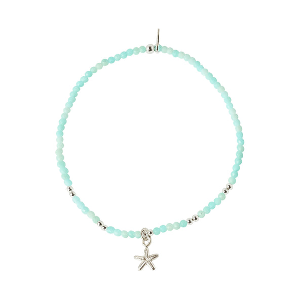Elastic Bracelet - Green Amazonite with Starfish Charm