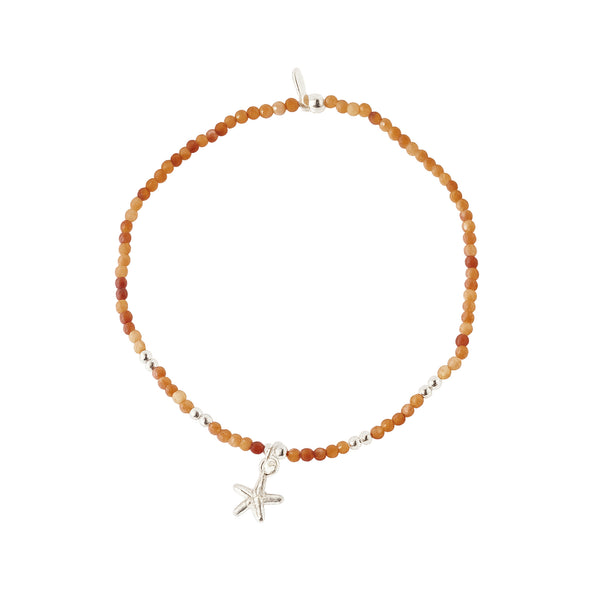 Elastic Bracelet - Orange Garnet with Starfish Charm