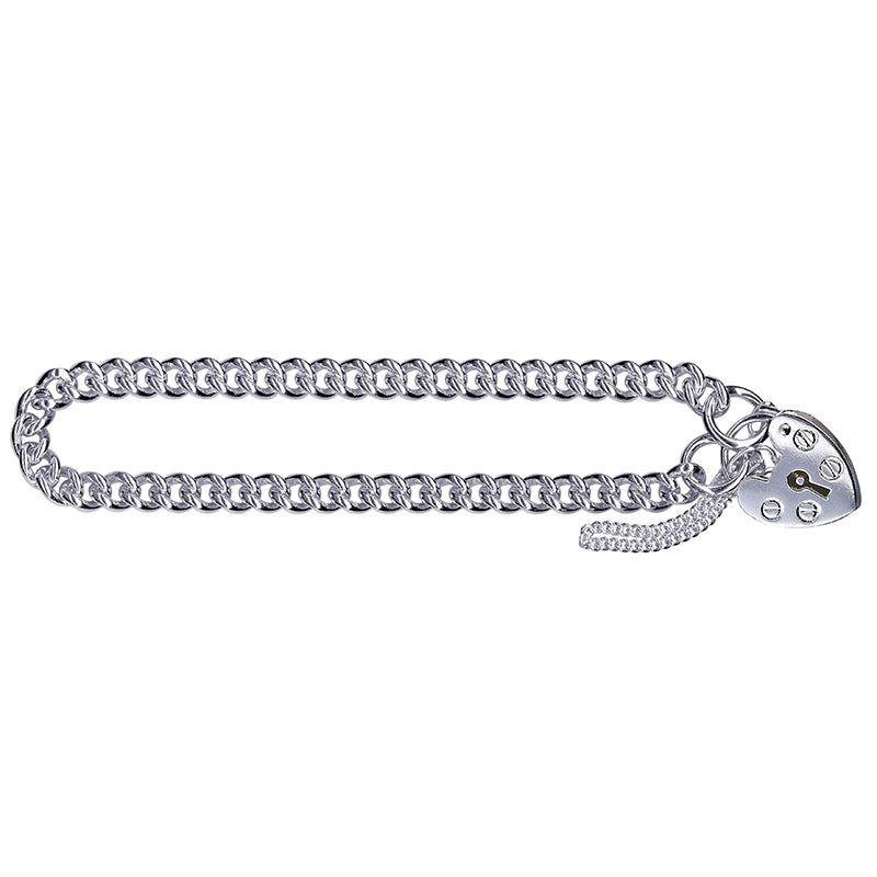 S/S Round Curb 15mm Padlock Bracelet