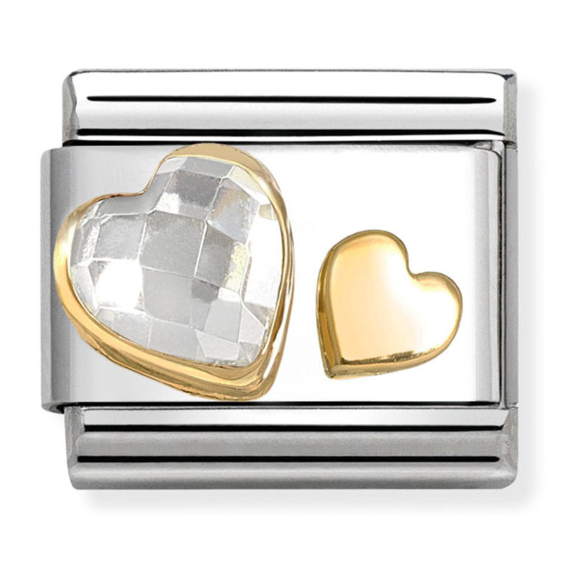 Love - Clear CZ & Heart Gold Charm