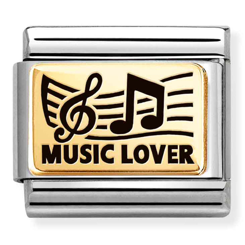 Hobbies - Music Lover with Black Enamel Gold Charm