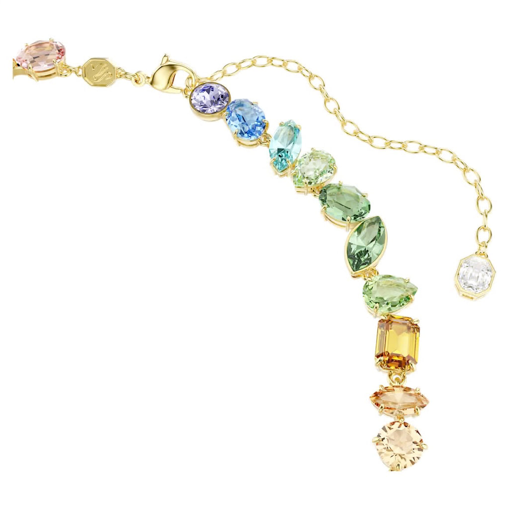 Gema: Multicoloured Mixed Cuts Dangling Crystals Gold Necklace