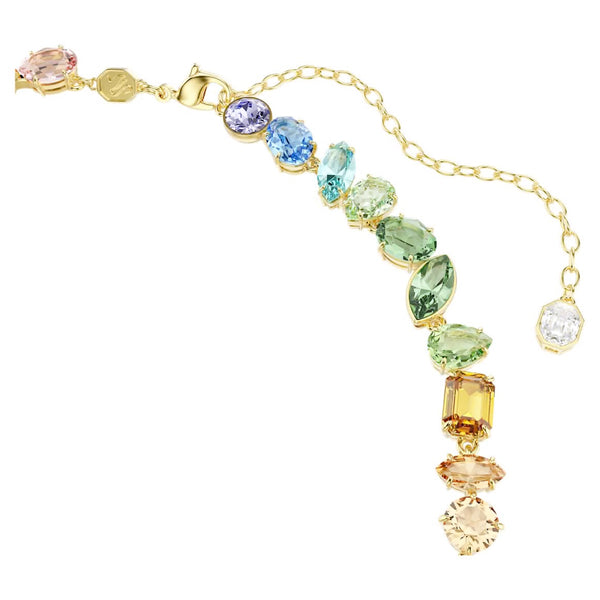 Gema: Multicoloured Mixed Cuts Dangling Crystals Gold Necklace