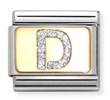 Glitter Letter D Gold Charm