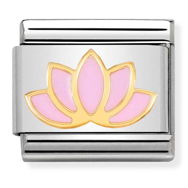 Nature - Pink Lotus Flower Gold Charm