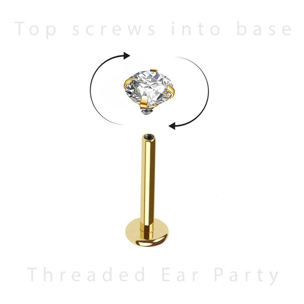 Flat Back Single Earring - CZ & Pearl Drop - 2 colours