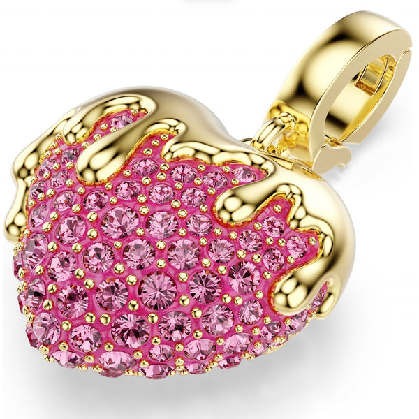 Idyllia: Pink Mixed Cut Crystal Heart Gold Charm